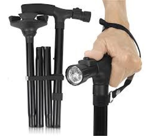 LED Işıklı Katlanır Baston – Ayarlanabilir, Kaymaz Tabanlı, Gece Kullanımına Uygun Yürüyüş Bastonu