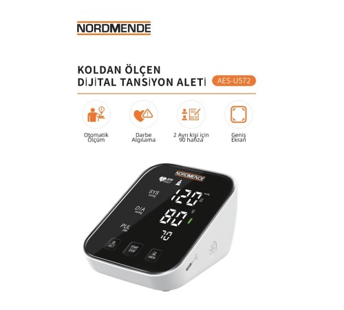 Türkçe Konuşan Şarjlı Dijital Tansiyon Aleti | Büyük LCD Ekran, Otomatik Kol Tipi, Hafızalı