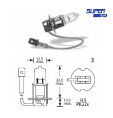 Super Light H3 Halojen Far Ampülü 12 Volt 60-55 Watt