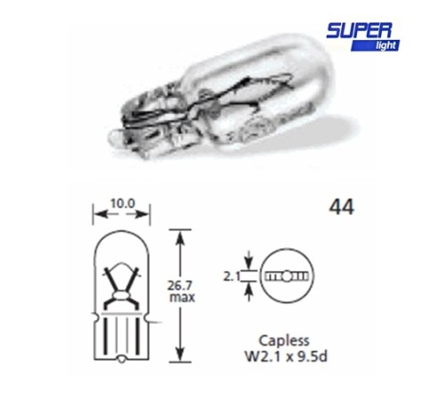 Super Light T10 Dipsiz Halojen Park Ampulü 12v 2'li