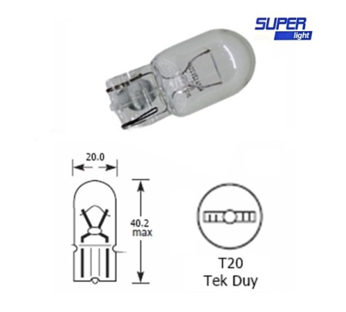 Super Light T20 Dipsiz Halojen Park Ampulü Tek Duy 2'li