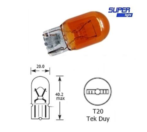 Super Light T20 Dipsiz Turuncu Park Ampulü Tek Duy 1 Adet