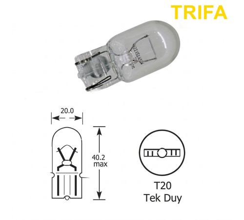 Trifa T20 Dipsiz Park Ampulü Tek Duy 1 Adet Sarı