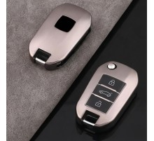 Peugeot 301 Citroen C-ELLYSE Berlingo 2024 Sustalı Anahtar Uyumlu Silikon Oto Anahtar Kumanda Kabı Kılıf Gri