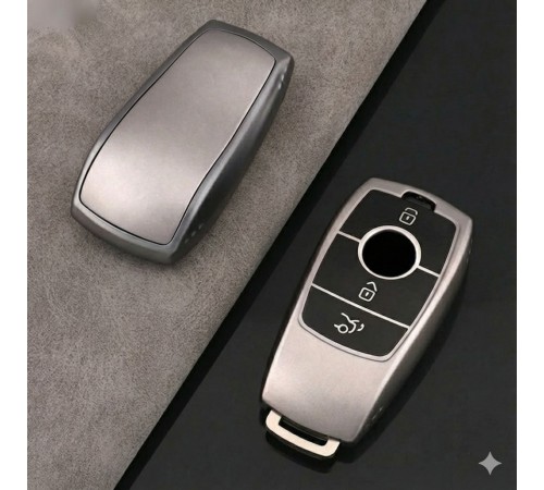 Mercedes E Seri 2017-2020 Uyumlu Smart 3 Buton Silikon Oto Anahtar Kumanda Kabı Kılıf Gri