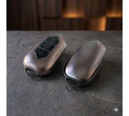TOGG Uyumlu Smart 3 Buton Silikon Oto Anahtar Kumanda Kabı Kılıf Gri