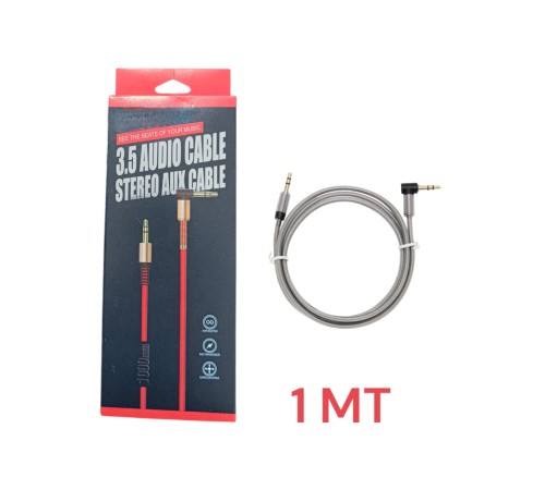 Metal Başlık TPE Kablo 3.5mm Aux Kablo 1 Metre Renkli