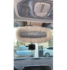 Peluş Dikiz Ayna Kılıfı Süs Beyaz