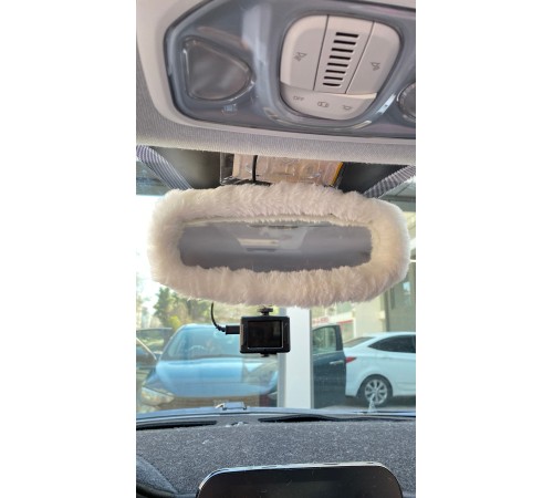 Peluş Dikiz Ayna Kılıfı Süs Beyaz