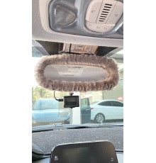 Peluş Dikiz Ayna Kılıfı Süs Gri