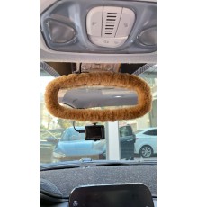 Peluş Dikiz Ayna Kılıfı Süs Kahverengi