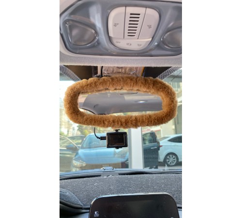 Peluş Dikiz Ayna Kılıfı Süs Kahverengi
