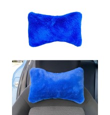 Yumuşak Peluşlu Ortopedik Araba Seyahat Boyun Yastığı Tekli Mavi