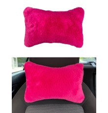 Yumuşak Peluşlu Ortopedik Araba Seyahat Boyun Yastığı Tekli Fuşya Pembe