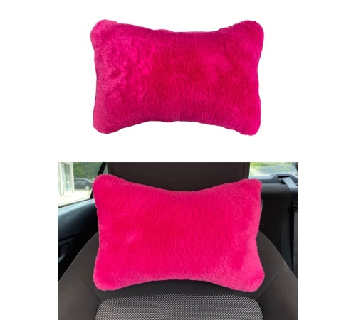 Yumuşak Peluşlu Ortopedik Araba Seyahat Boyun Yastığı Tekli Fuşya Pembe