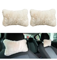 Yumuşak Peluş Ortopedik Araba Seyahat Boyun Yastığı 2'li Bej
