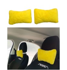 Yumuşak Peluşlu Ortopedik Araba Seyahat Boyun Yastığı 2'li Sarı