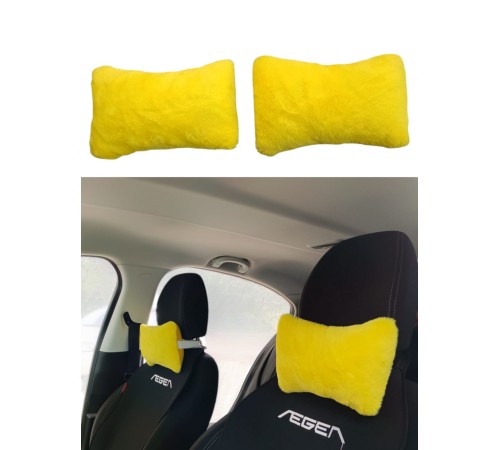 Yumuşak Peluşlu Ortopedik Araba Seyahat Boyun Yastığı 2'li Sarı