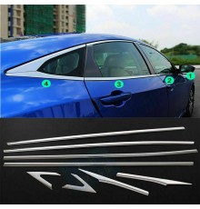 Honda Civic FC5 2016-2021 Uyumlu Paslanmaz Krom Alt Cam Çıtası 8 Parça