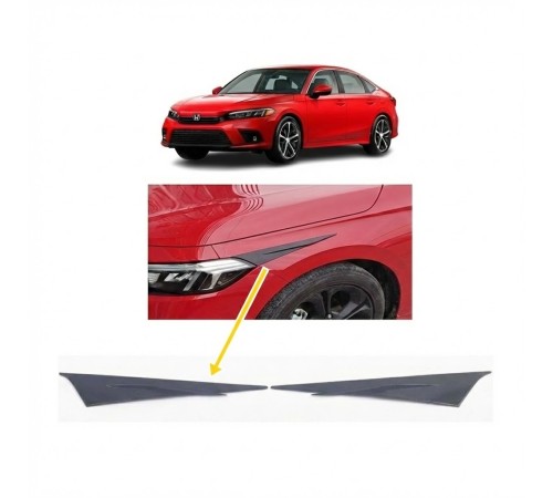 Honda Civic FE1 2022 ve Sonrası Far Üstü Kaşı Çıtası Piyano Black 2 Parça
