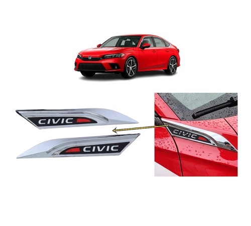 Honda Civic FE1 2022 ve Sonrası Uyumlu Çamurluk Üstü Ventil Dekoru Seti Krom