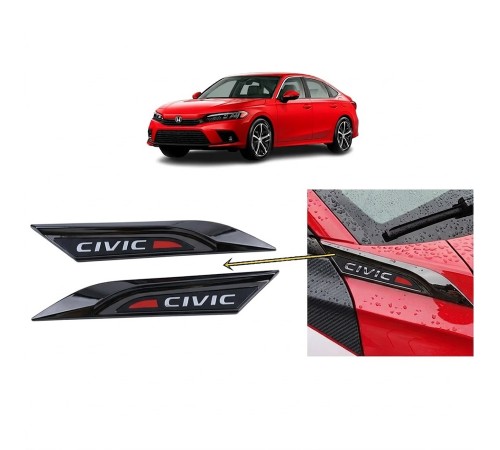 Honda Civic FE1 2022 ve Sonrası Uyumlu Çamurluk Üstü Ventil Dekoru Seti Parlak Siyah