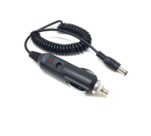Spiral Kablolu Sigortalı Oto Çakmak Fişi Adaptörü 5.5x2.5mm Uçlu 2A 1.3m