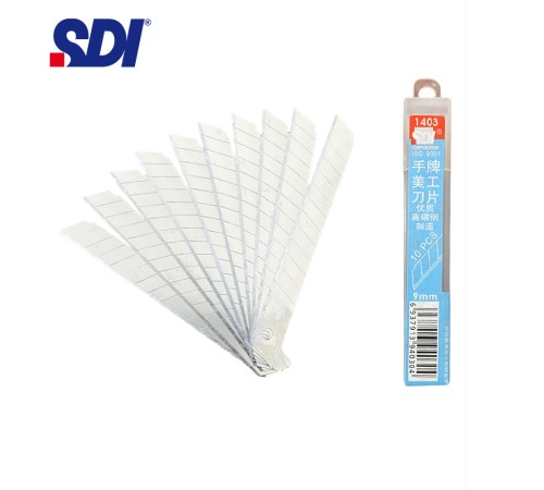 SDI 1403 Çelik Maket Bıçağı Falçata Ucu Yedeği 9mm 60 Derece Küçük 10'lu