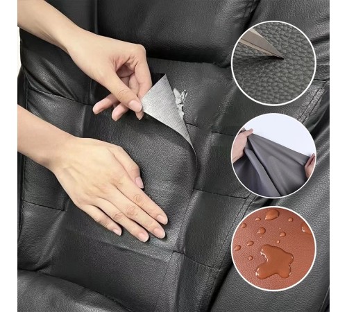 Kendinden Yapışkanlı Su Geçirmez PU Deri Koltuk Araç Koltuğu Tamir Yama Bandı 50x100cm Siyah