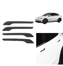 Tesla Model 3 Y Uyumlu Karbon Dış Kapı Kolu Koruyucu Kaplama Seti 4 lü Siyah