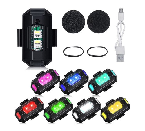 Mini Led Flash 7 Renk RGB USB Şarjlı Araba Motosiklet Bisiklet Drone Uyumlu