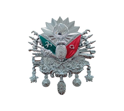 Osmanlı Devlet Arması Vidalı Kabartma Logo Küçük 10x8cm Krom