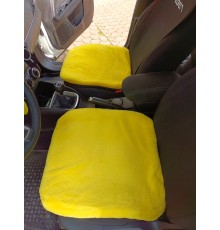 Yumuşak Tüylü Peluş Serme Oto Koltuk Koruyucu Minder Kılıf Ön 2'li Sarı