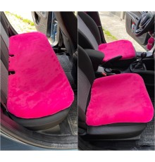 Yumuşak Tüylü Peluş Serme Oto Koltuk Koruyucu Minder Koltuk Kılıfı Ön Arka Fuşya Pembe
