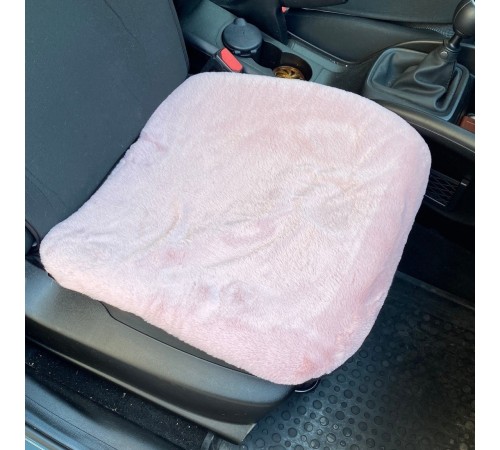 Yumuşak Tüylü Peluş Serme Oto Koltuk Koruyucu Minder Ön Tekli Pudra Pembe