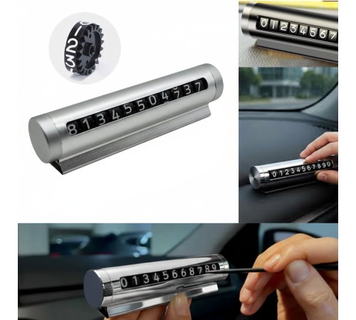 Luxury Araç İçi Torpido Üstü Çevirmeli Telefon Park Numaratörü Park Tel 10.5x2.7cm Gri