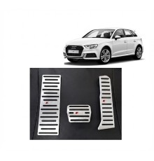 Audi A3 Q3 Uyumlu Otomatik Vites Pedal Seti Gaz Fren Ayak Dayama Takımı 3 Parça Krom