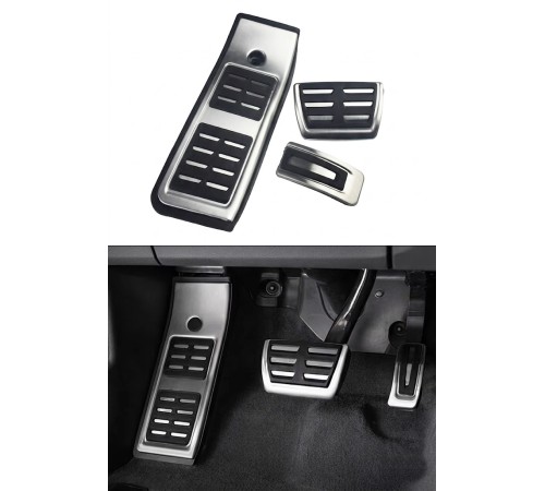 Audi A4 B9 A5 F5 2016-2023 Uyumlu Geçme Otomatik Pedal Seti 3 Parça Siyah Krom