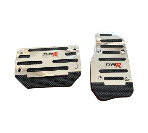 Universal Otomatik Metal Pedal Seti 2 Parça Krom Siyah