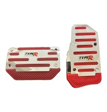 Universal Otomatik Metal Pedal Seti 2 Parça Krom Kırmızı