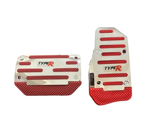 Universal Otomatik Metal Pedal Seti 2 Parça Krom Kırmızı