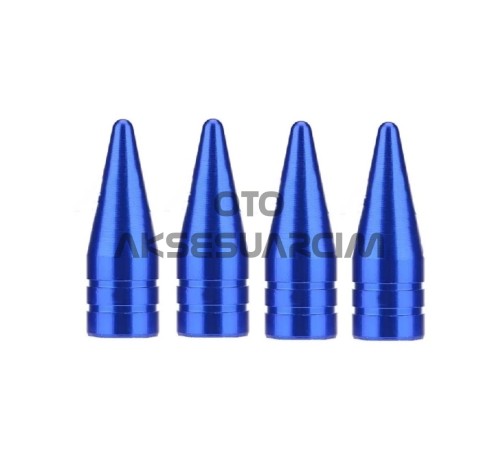 Alüminyum Sivri Sibop Kapağı Mavi 4'lü 32mm