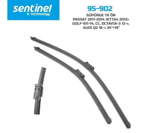Sentinel Audi Q2 Jetta 4 Golf 6 Passat CC Octavia 3 Orijinal Silecek 600-480mm