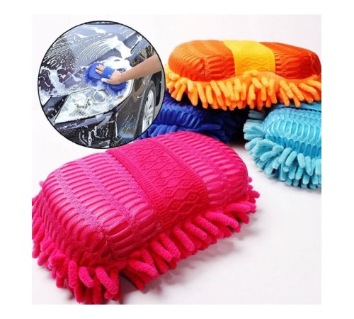 Araba Oto Yıkama Mikrofiber Süngeri Çift Taraflı Saçaklı Model 1 Adet