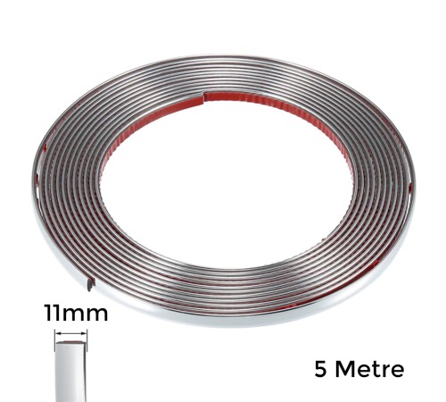 Yapışkanlı Nikelaj Şerit Bant Çıta 11mm 5 Metre Krom