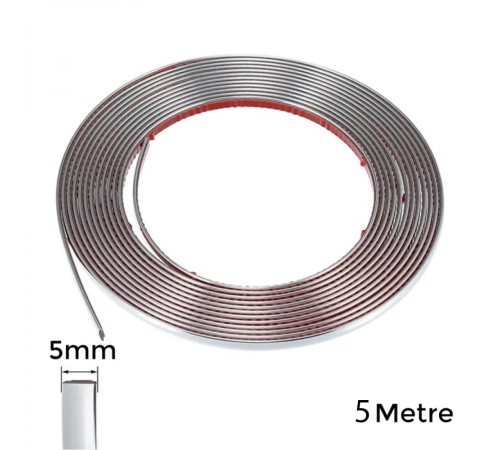 Yapışkanlı Nikelaj Şerit Bant Çıta 5mm 5 Metre Krom