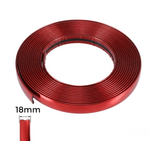 Yapışkanlı Nikelaj Şerit Bant Dekoratif Çıta 18mm 5 Metre Parlak Kırmızı