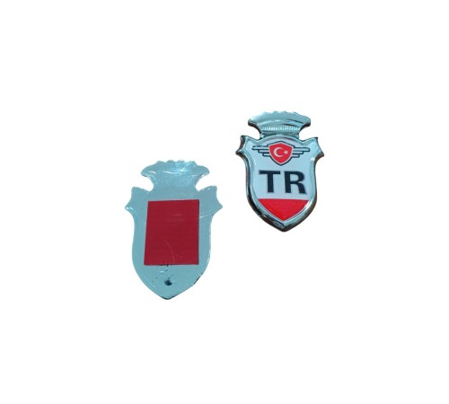 Tr Yazılı Türk Bayraklı  Arma Damla Etiket Kırmızı 2'li