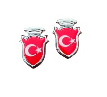 Türk Bayraklı  Arma Damla Etiket Kırmızı 2'li