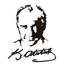 K.Atatürk Silüetli İmzalı Oto Sticker Siyah 19x15cm